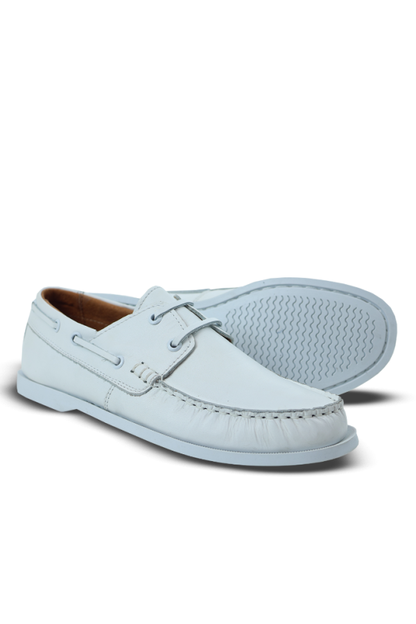 Zapato Casual De Caballero Tipo Mocasín Nautico color Blanco marca Rams Cottons